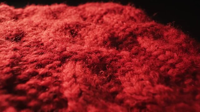 Close up red knitted fabric texture for national sock day