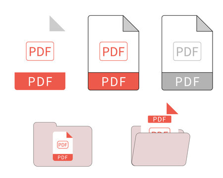 Red PDF document file and folder data management set