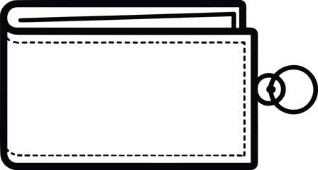 Fototapeta premium Black line art wallet with key ring on white background