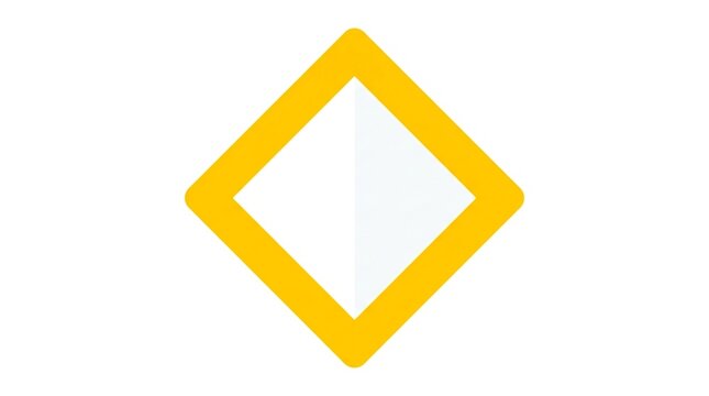 Professional safety icon indicating a road with right-of-way priority at junctions.