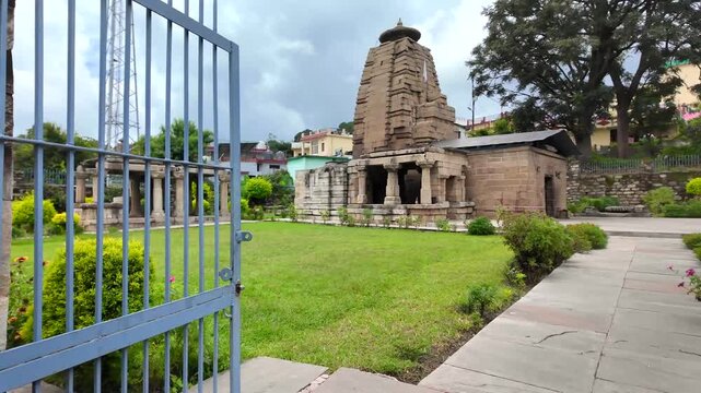 Entrance Sign Reveals Historic Mrityunjay Temple at Dwarahat, Uttarakhand