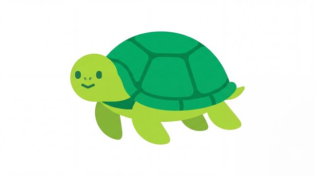 Friendly green sea turtle illustration with a detailed dark green shell
