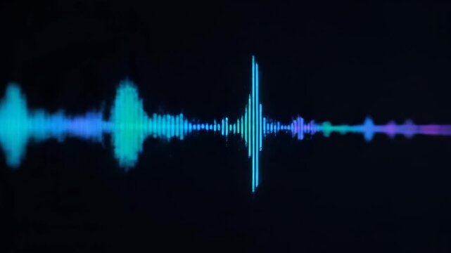 Blue audio waveform material, dynamic audio spectrum animation