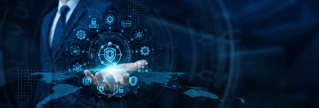 Cybersecurity pro hand holding smart device tracking firewall alerts for Network Security defenses and threat prevention. Advanced digital shielding protecting corporate data integrity.