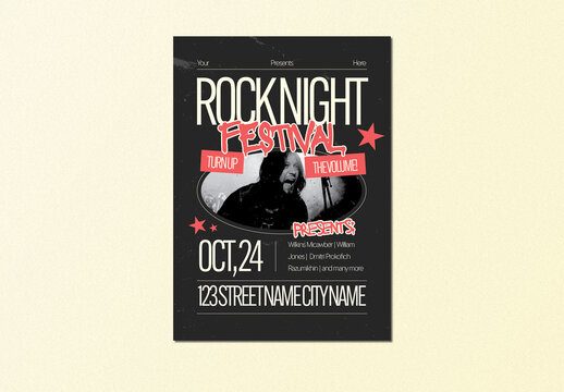 Black Pink Modern Grunge Aesthetic Rock Music Event Flyer
