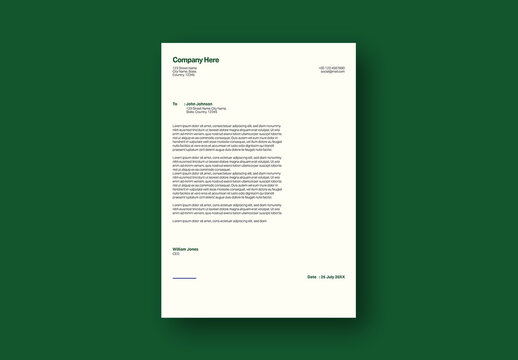 Green Minimalist Modern Swiss Design Letterhead