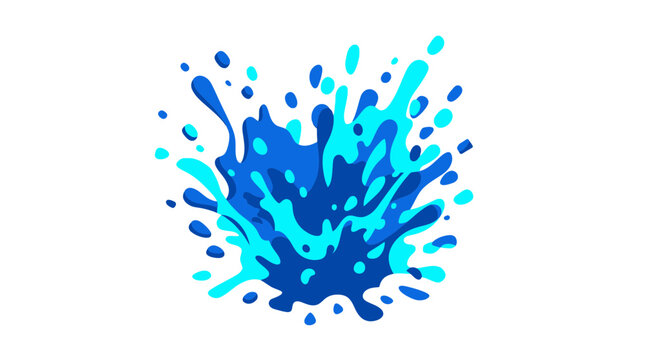 Blue water splash vector illustration with dynamic drops and liquid motion