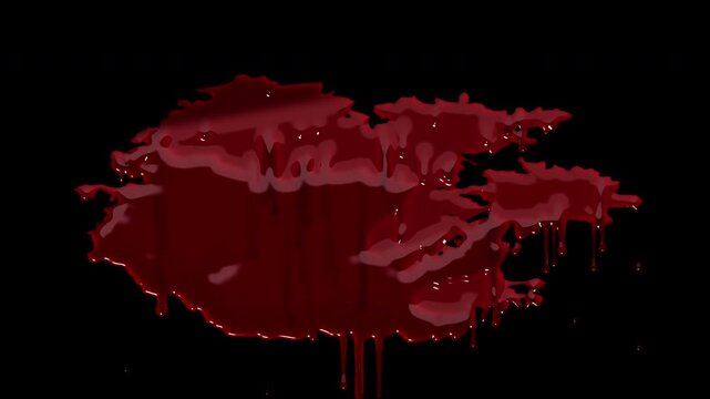 animated red blood splatter splash on black background 4k video in black background