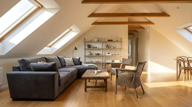 Attic Loft Conversion Interior With Skylight