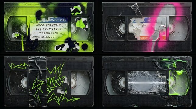Punk Grunge VHS Tape Icon Set
