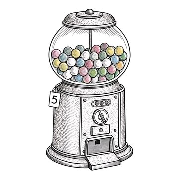 Classic gumball machine dispensing colorful candies