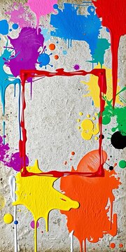 Vibrant spray paint frames adorn textured grunge background, spray paint, texture