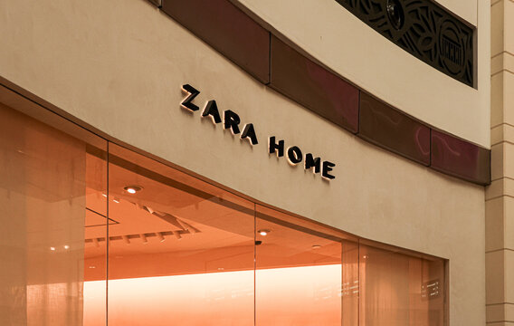 Warsaw, Poland, 20 August 2026. Zara Home store entrance with illuminated sign and glass windows in a modern shopping center