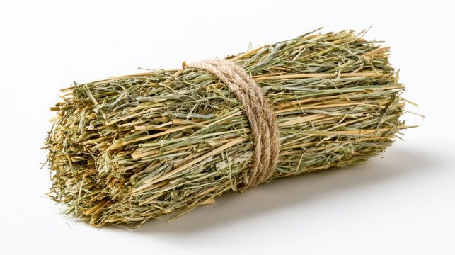 Bundled dried grass with twine on a transparent background