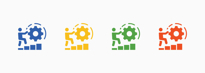 Fototapeta premium Working Icon Set Color Multiple Style Collection Vector Illustration