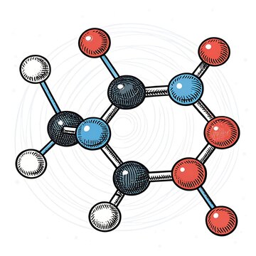 Molecular structure of a chemical compound with carbon, oxygen, and hydrogen atoms