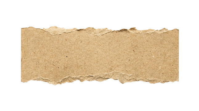 Torn piece of brown cardboard paper isolated on transparent background