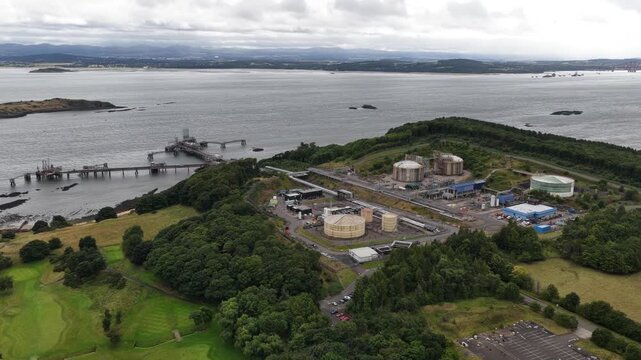 Aerial View of Braefoot Bay Marine Gas Terminal in Fife Scotland