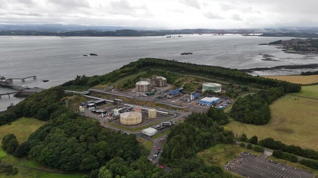 Aerial View of Braefoot Bay Marine Gas Terminal in Fife Scotland