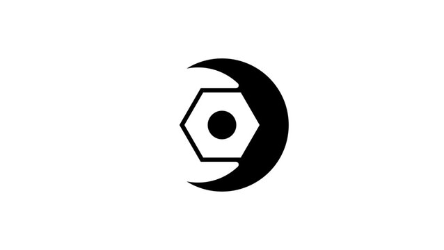setting button, black isolated vector silhouette