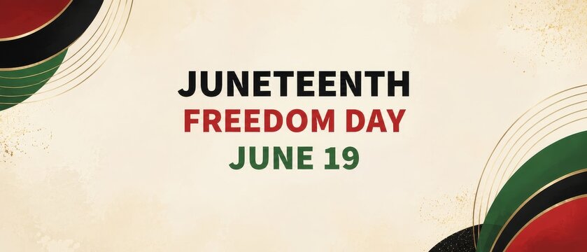 Celebratory juneteenth freedom day poster with colorful design elements for june 19 emancipation events