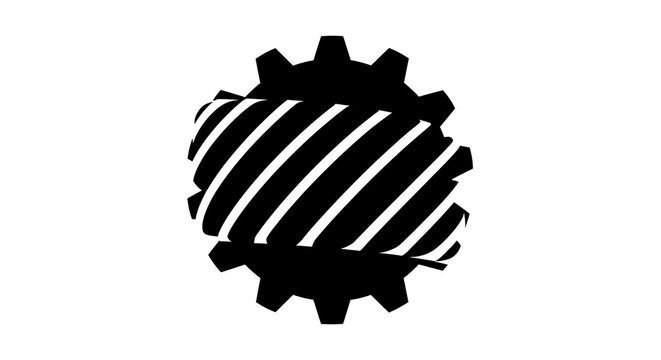 Black gear and screw icon for industry and engineering