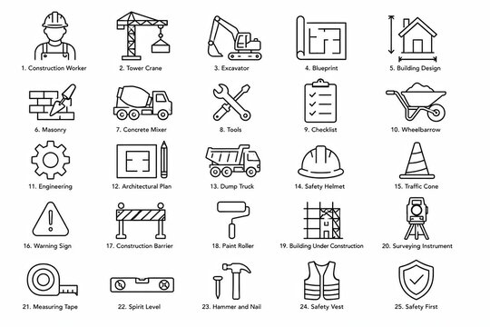 Set of twenty thin line vector icons for business and technology concepts
