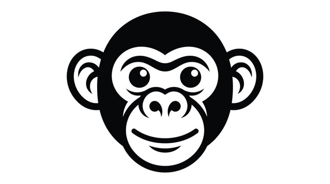 Stylized monkey head illustration with bold black and white design