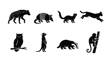 Obraz premium Collection of animal silhouettes against a white background