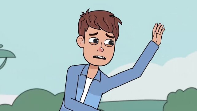 2D animation of a man running fast outdoors in a park jogging fitness exercise and athletic motion concept