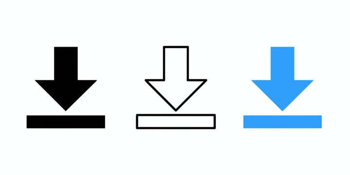 Download icons in solid, outline and blue styles