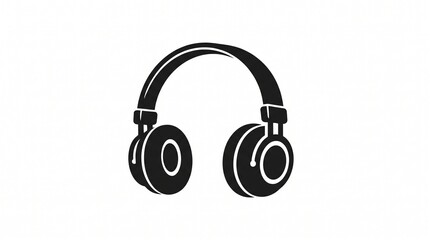 Naklejka premium Black Headphones Icon Isolated on White Background, Modern Audio Device Symbol for Music, Listening, Entertainment and Technology