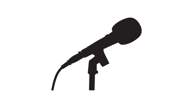 Microphone stand silhouette on white background. Microphone icon sign vector illustration design. 
