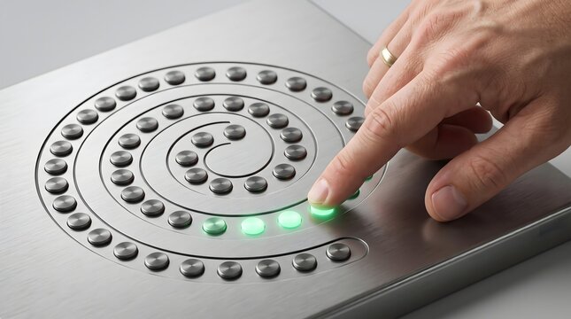 Human Hand Pressing Metallic Buttons in Habit Loop Pattern