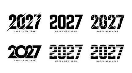 Obraz premium Collection of creative modern typography designs for the year 2027 featuring various stylized numerals and decorative graphic treatments