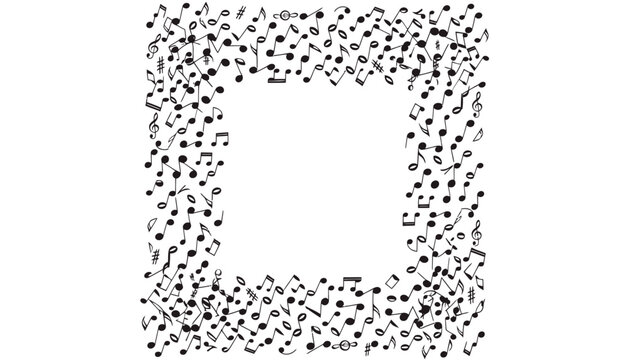 music notes and symbols border, musical frame