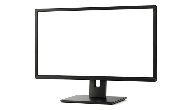Modern flat screen computer monitor with a blank white display, perfect for showcasing digital content or as a blank canvas for creative projects