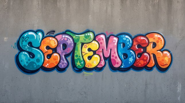 Street Art Graffiti with Bold September Text Concept