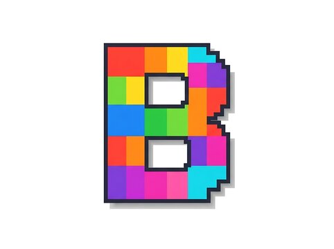 Pixelated letter b rainbow colors isolated