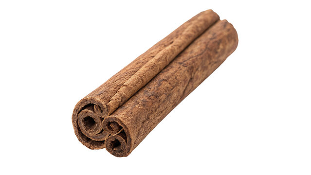 Aromatic rolled dry cinnamon sticks seasoning isolated on black background for culinary baking