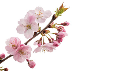 Tender pink cherry blossom sakura flowers on branch isolated on transparent background © Hanna
