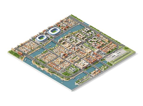 Isometric cityscape aerial view