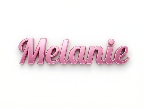 Text art name melanie pink glossy 3 d effect isolated