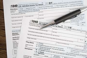 Fototapeta premium Tax form 1040 U.S. Individual Income Tax Return, business finance.