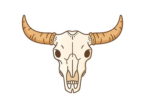 Stylized bull skull illustration with horns