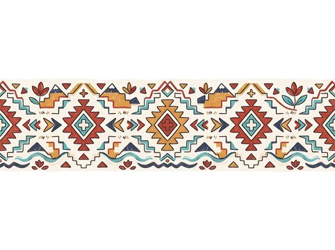 Abstract geometric tribal pattern border decorative element