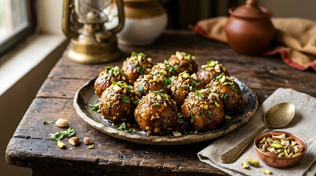 Gourmet stuffed mushrooms with herbs served on rustic wooden board for elegant appetizer display.