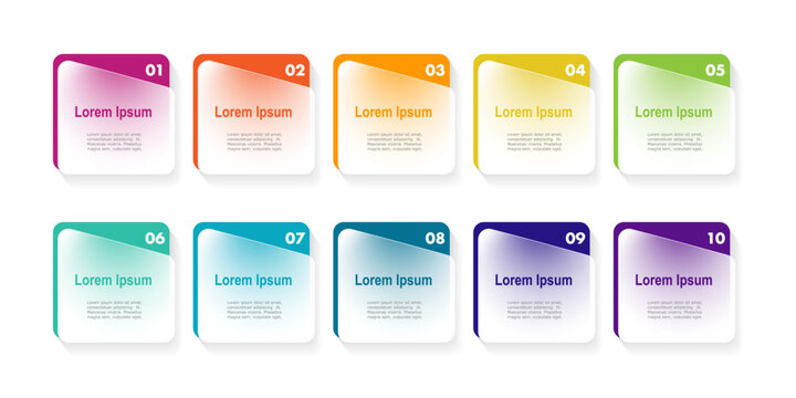 infographic elements template, business concept with 10 steps,  shapes design with multi gradient color label for workflow layout, diagram, annual report, vector