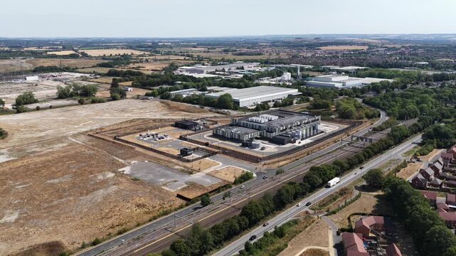 Aerial View of Data Center Campus in Didcot Oxfordshire England