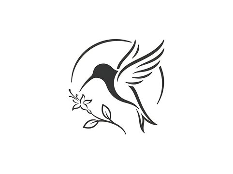 Stylized hummingbird silhouette with flower icon